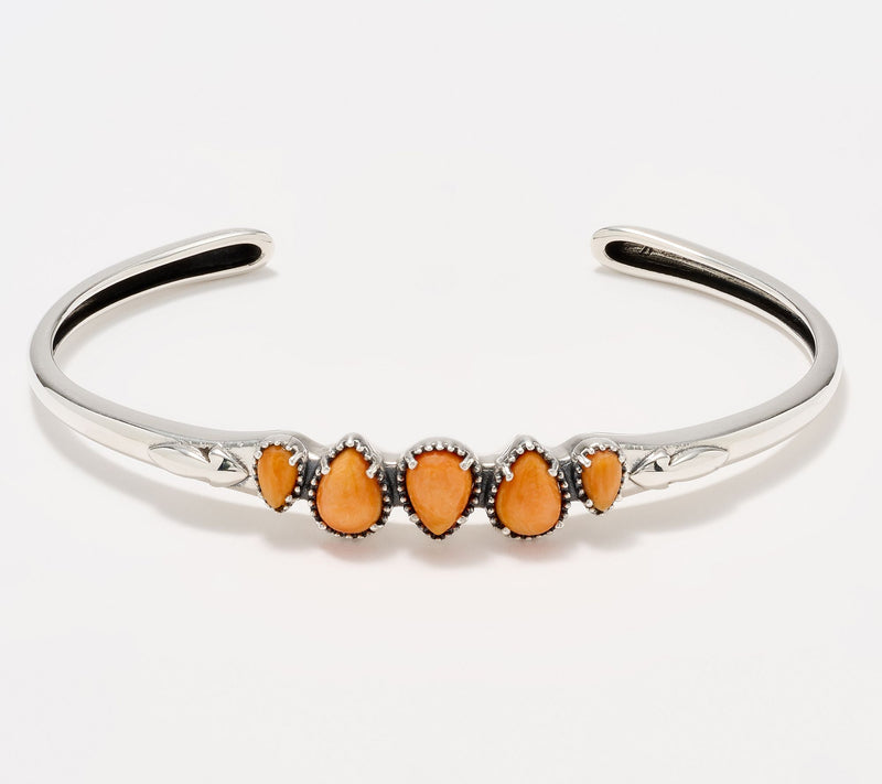 American West Sterling Five Pear Gemstone Cuff — View 16