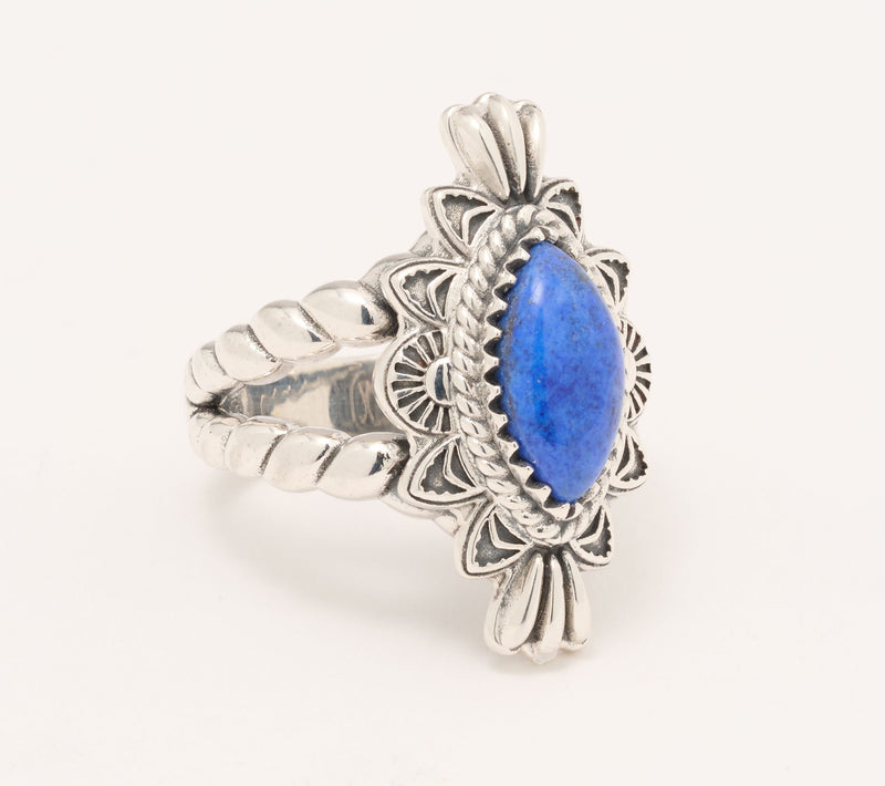 American West Sterling Marquise Gemstone Rope Ring — View 2