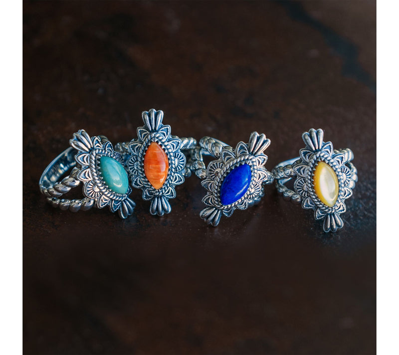 American West Sterling Marquise Gemstone Rope Ring — View 4