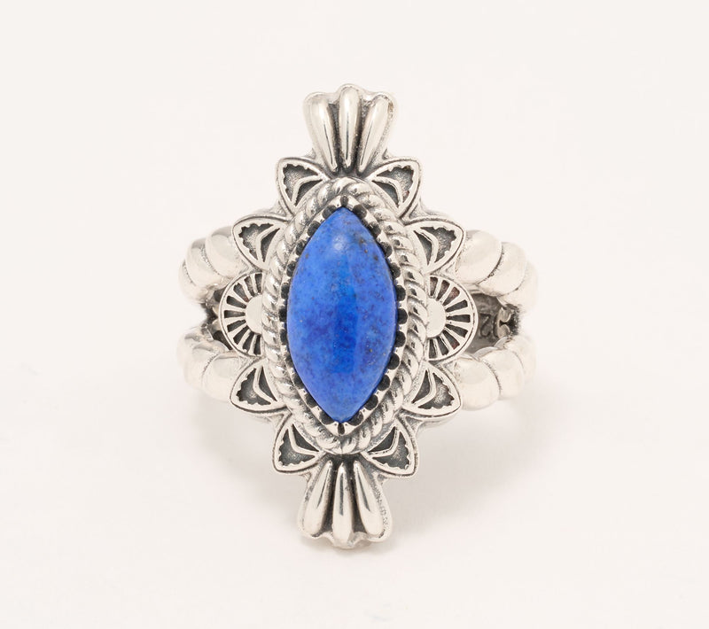 American West Sterling Marquise Gemstone Rope Ring — Main view