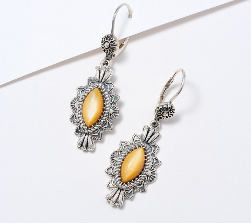 American West Sterling Marquise Gemstone Earrings — View 8