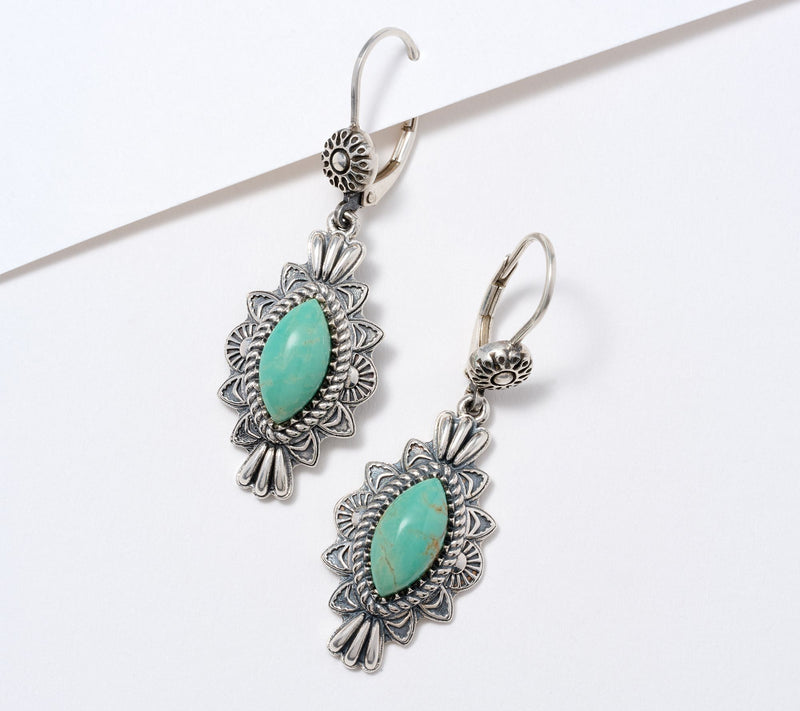 American West Sterling Marquise Gemstone Earrings — View 10