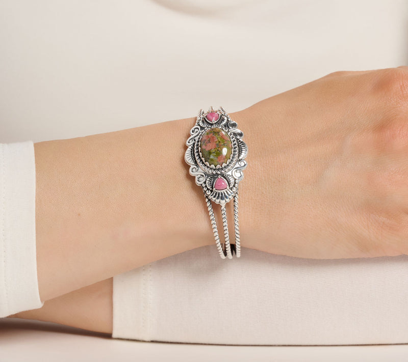American West Sterling Oval & Trillion Gemstone Cuff — View 6