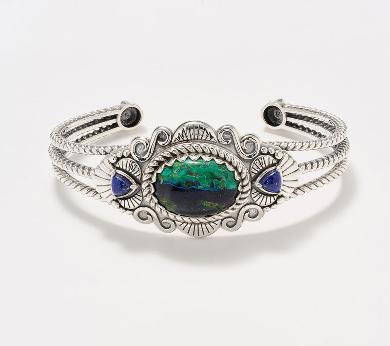 American West Sterling Oval & Trillion Gemstone Cuff — Main view