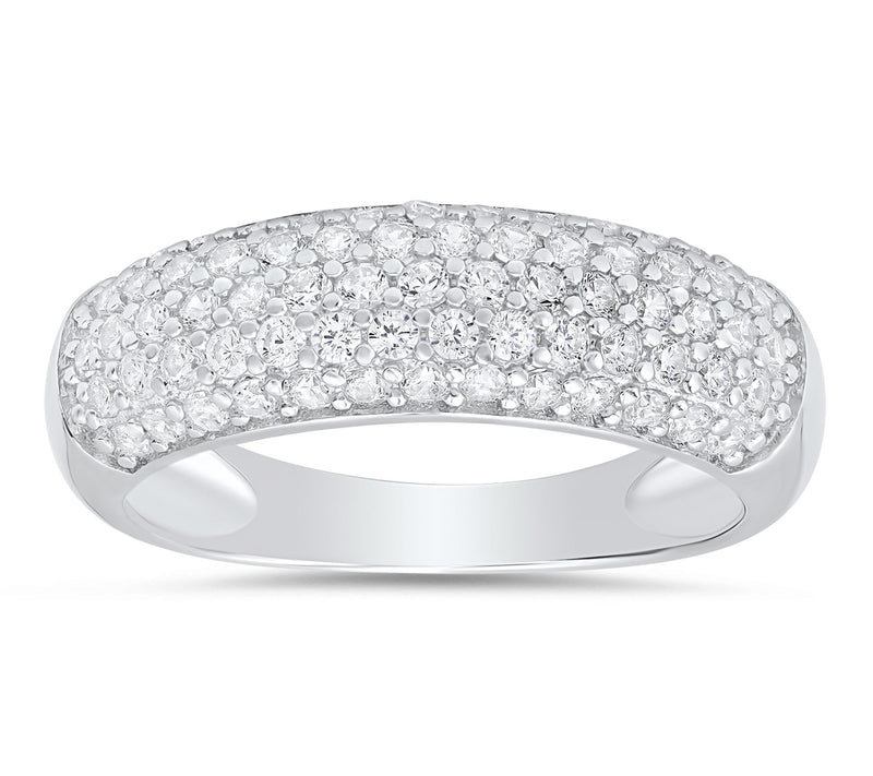 Diamonique Multi-Row Pave Band Ring, Sterling Silver — Main view