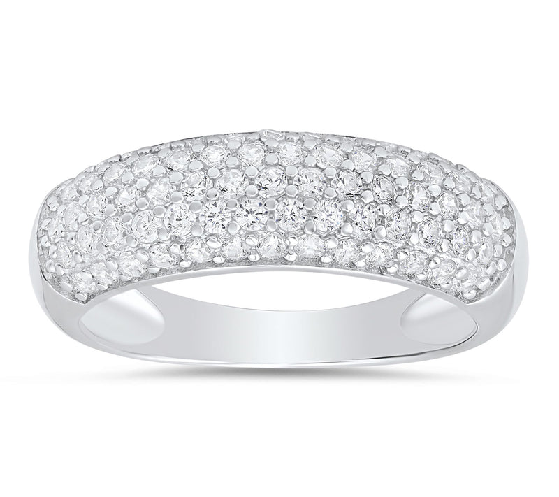Diamonique Multi-Row Pave Band Ring, Sterling Silver — View 4