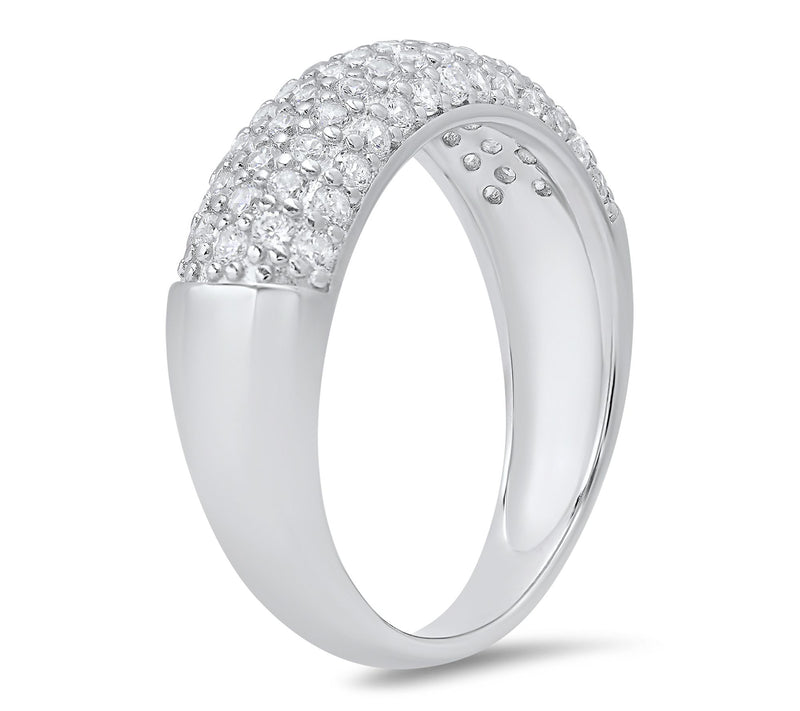 Diamonique Multi-Row Pave Band Ring, Sterling Silver — View 2