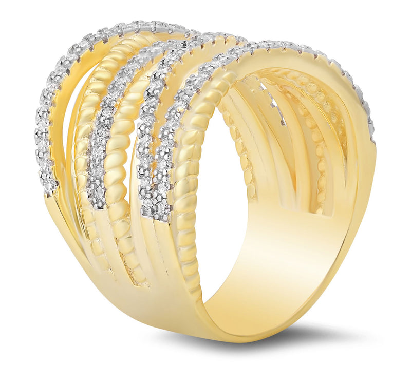 Diamonique Twisted Rope Highway Statement Ring,Sterling — View 2