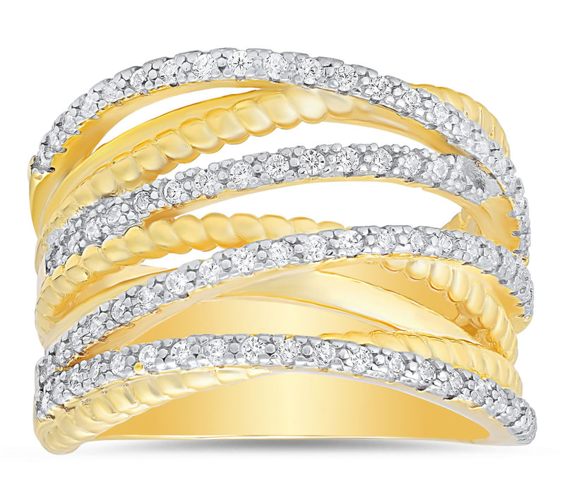 Diamonique Twisted Rope Highway Statement Ring,Sterling — View 6