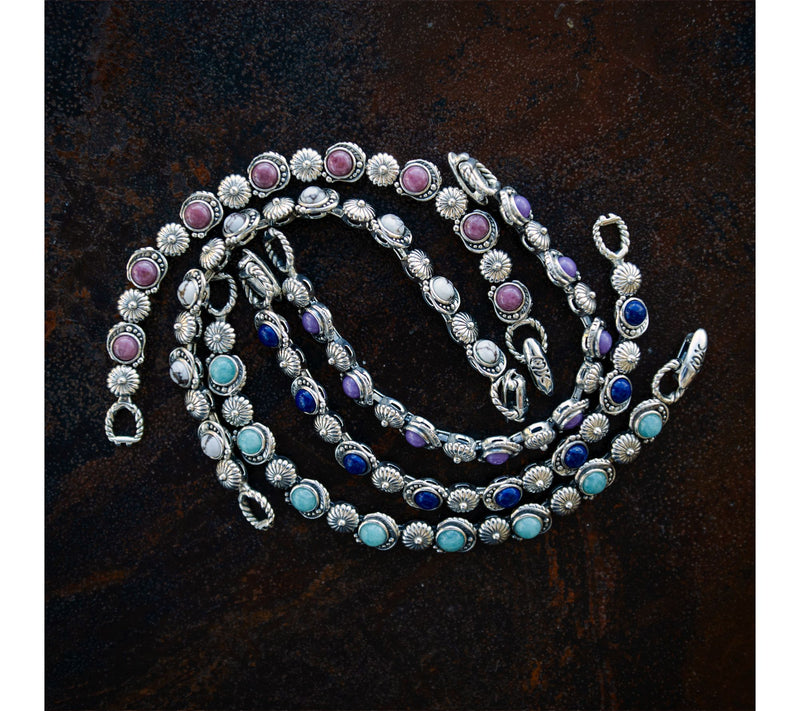 American West Sterling Leaf & Concha Gemstone Link Bracelet — View 5