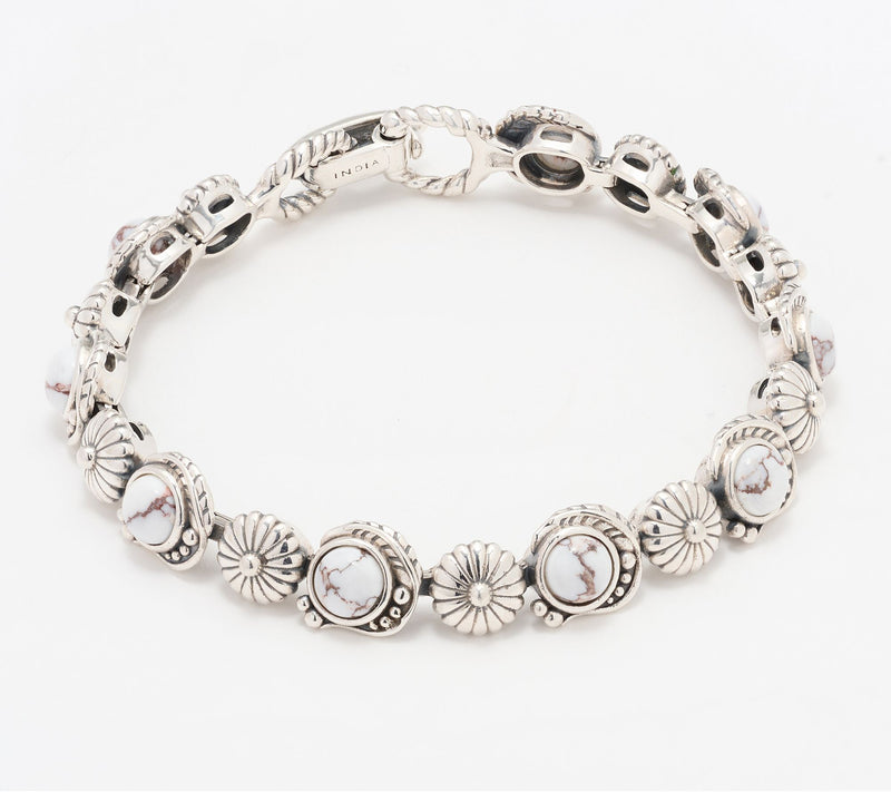 American West Sterling Leaf & Concha Gemstone Link Bracelet — View 12
