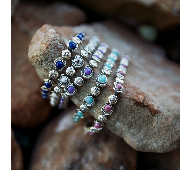 American West Sterling Leaf & Concha Gemstone Link Bracelet — View 3