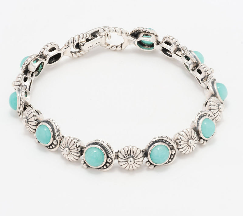 American West Sterling Leaf & Concha Gemstone Link Bracelet — View 16