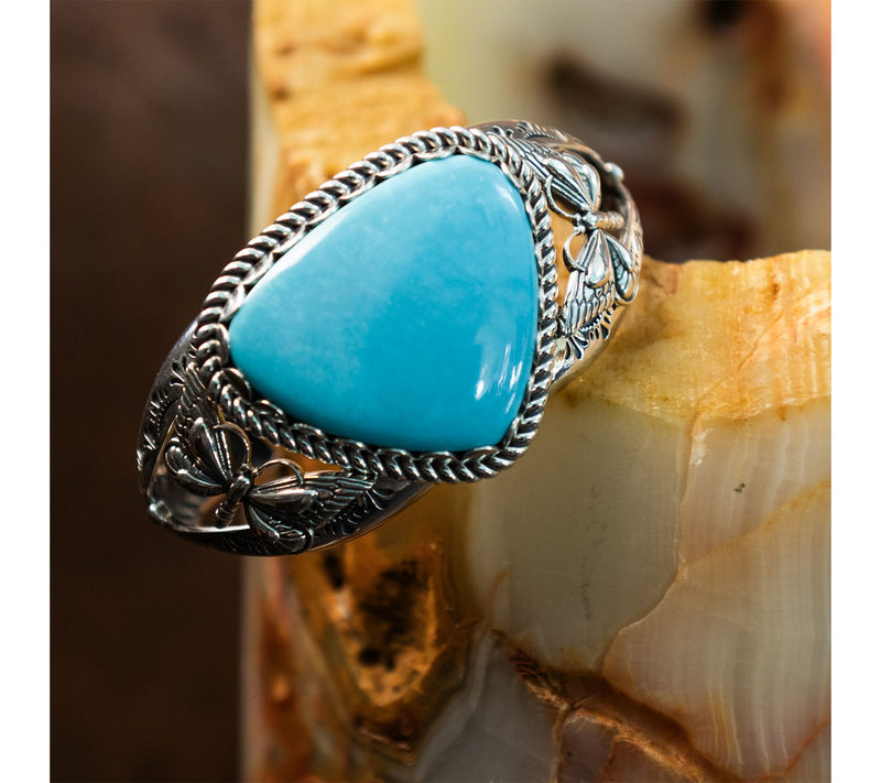 American West Sterling Kingman Turquoise Butterfly Cuff — View 5