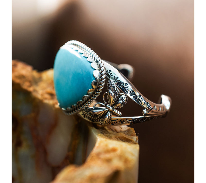American West Sterling Kingman Turquoise Butterfly Cuff — View 4