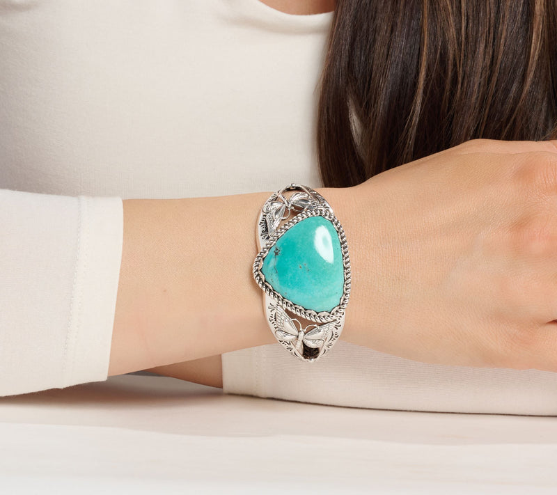 American West Sterling Kingman Turquoise Butterfly Cuff — View 6