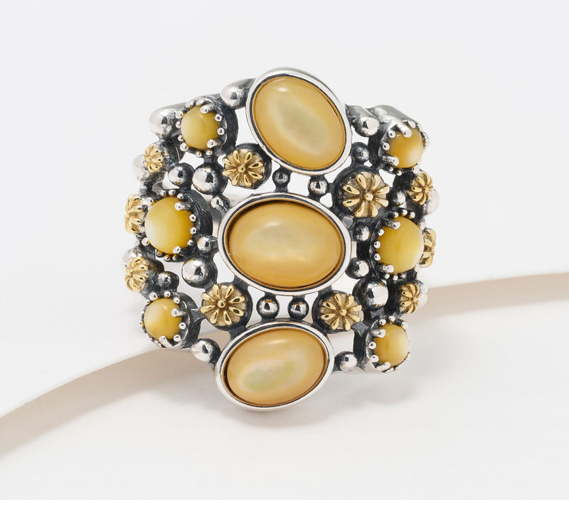 American West Sterling & 14KT Plated Nine Gemstone Ring — View 16