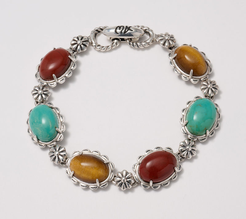 American West Sterling Scallop Oval Gemstone Bracelet — Main view