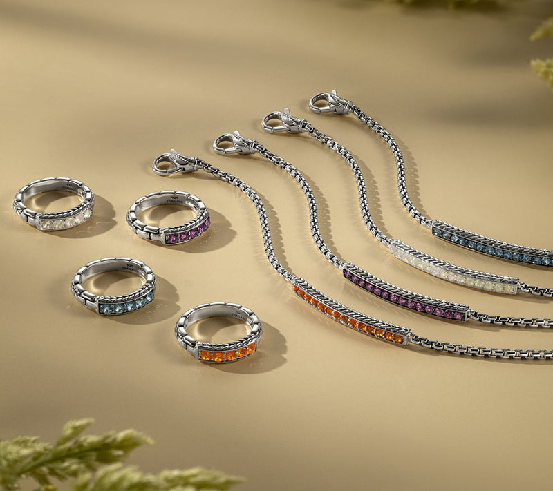 JAI Sterling Silver Exotic Gemstone 2.7mm Box Chain Bracelet — View 12