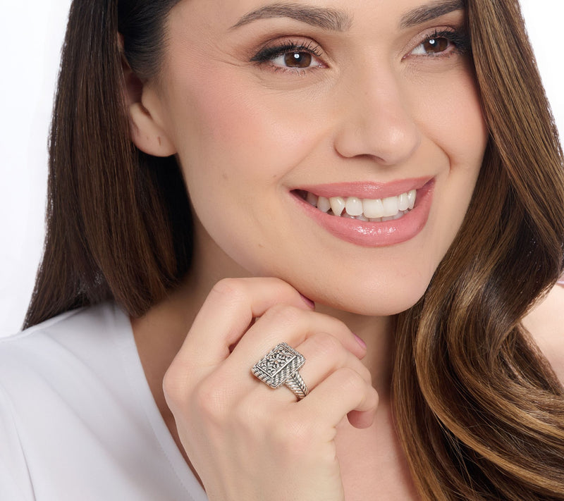 JAI Ireland Sterling Silver Clover & Cara Rope Ring — View 6