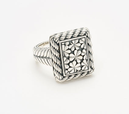 JAI Ireland Sterling Silver Clover & Cara Rope Ring