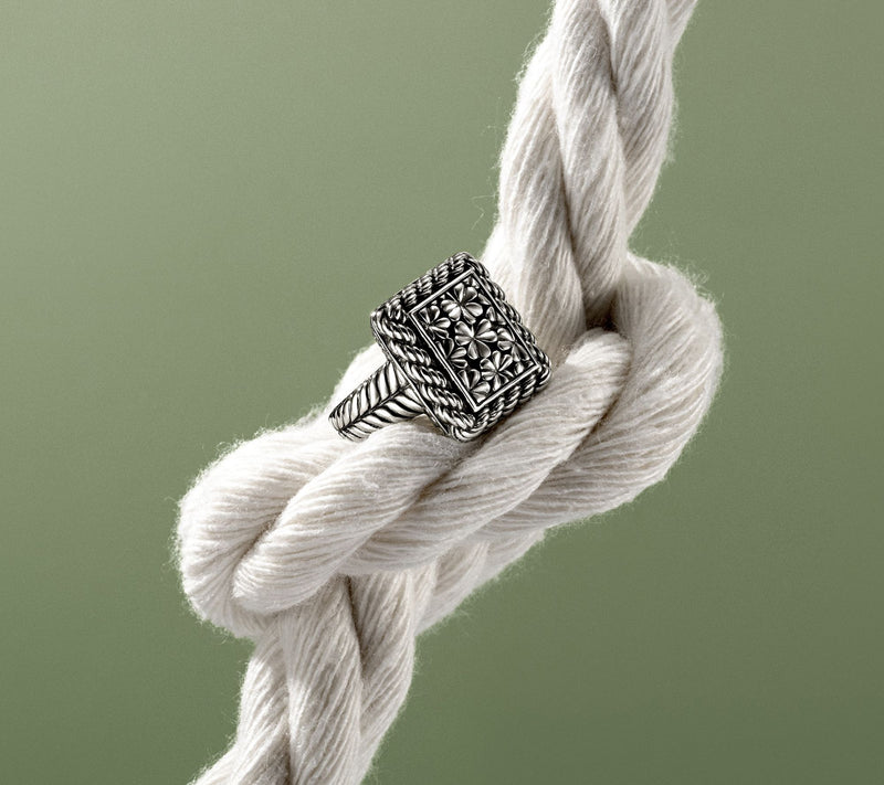 JAI Ireland Sterling Silver Clover & Cara Rope Ring — View 5