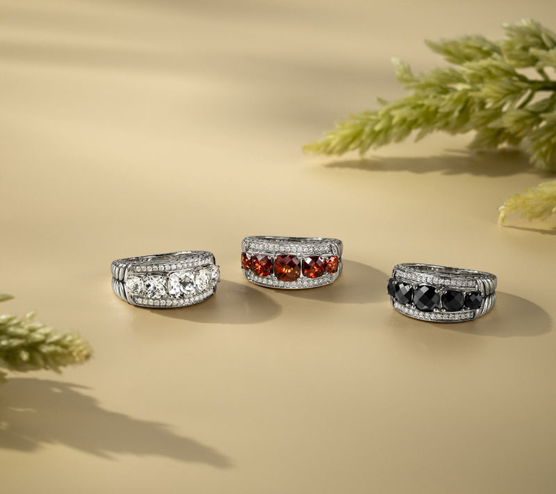 JAI Sterling Silver Gemstone & Diamond Graduated Ring — View 5