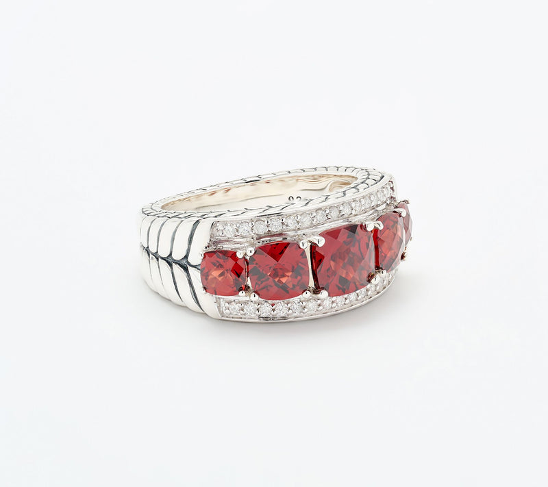 JAI Sterling Silver Gemstone & Diamond Graduated Ring — View 10
