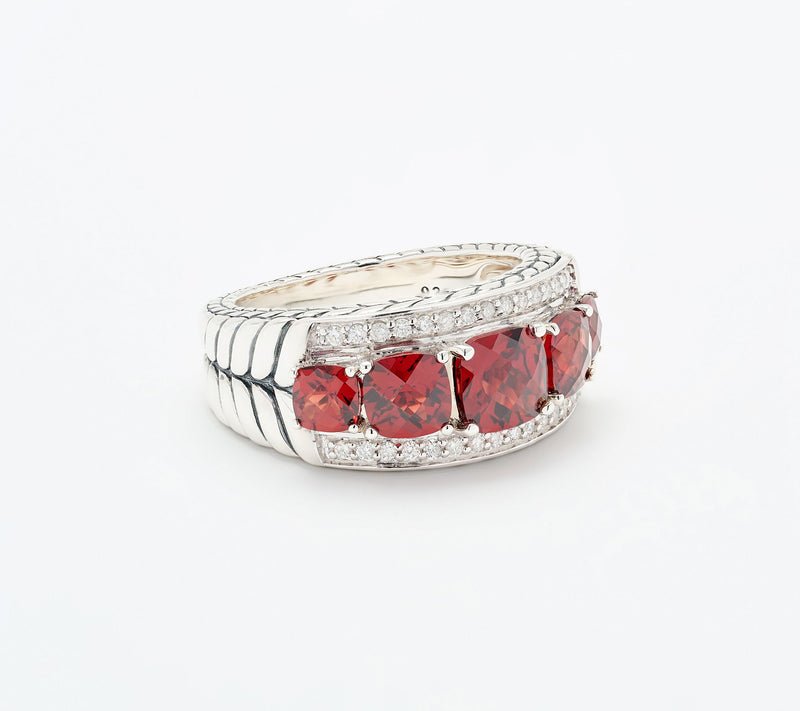 JAI Sterling Silver Gemstone & Diamond Graduated Ring — Main view