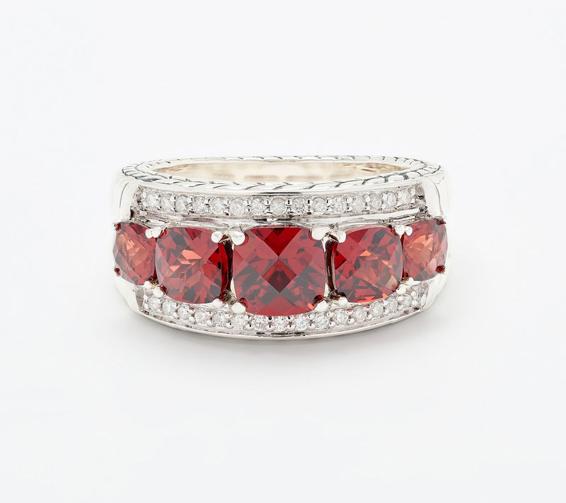 JAI Sterling Silver Gemstone & Diamond Graduated Ring — View 2