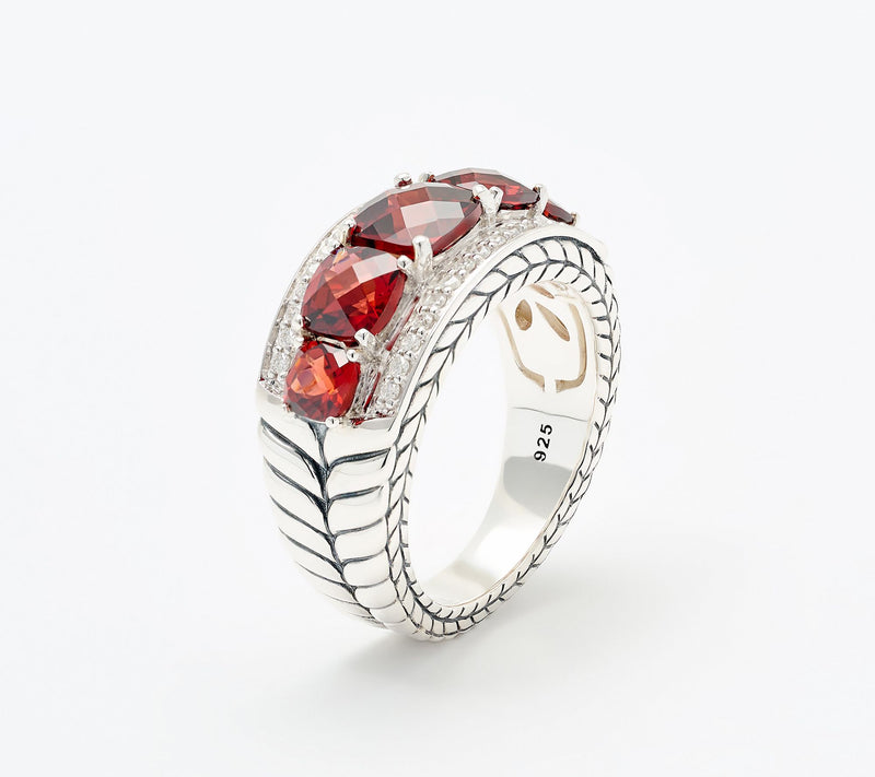JAI Sterling Silver Gemstone & Diamond Graduated Ring — View 4