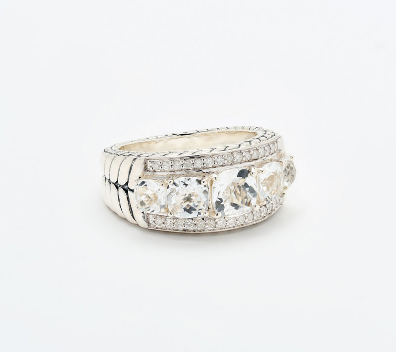 JAI Sterling Silver Gemstone & Diamond Graduated Ring — View 11