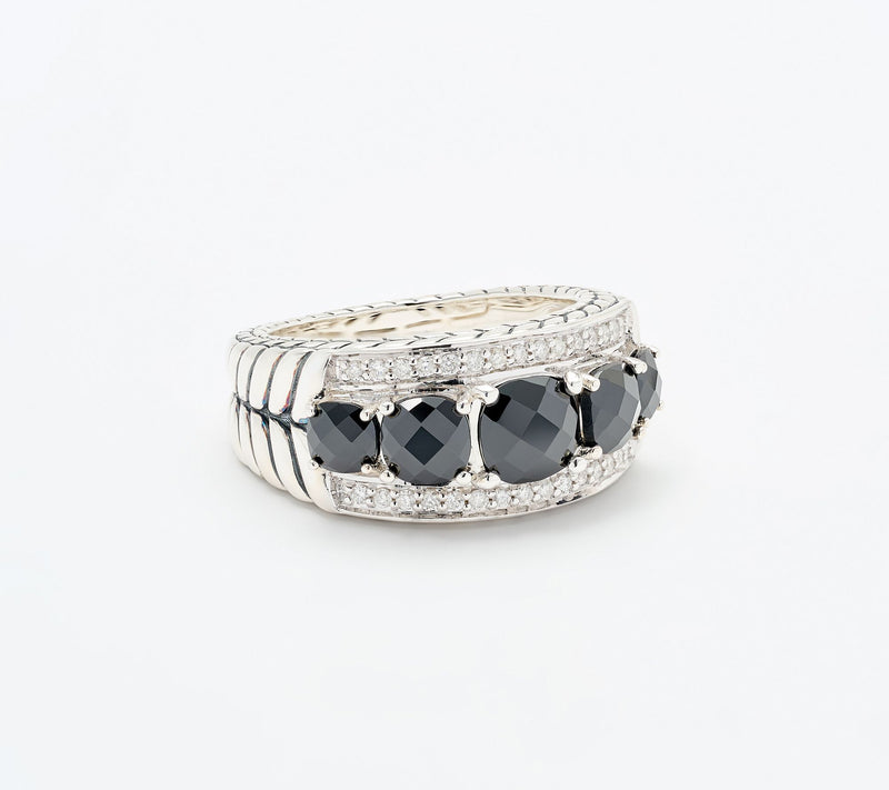 JAI Sterling Silver Gemstone & Diamond Graduated Ring — View 12