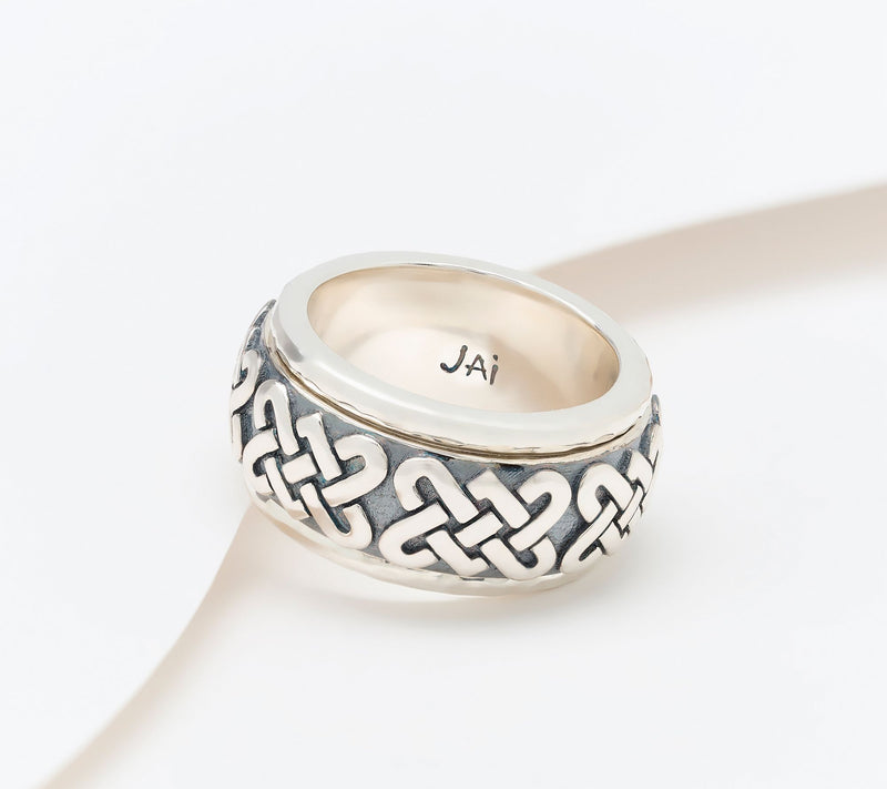 JAI Ireland Sterling Silver Sailor's Knot Carved Spinner Ring — Main view