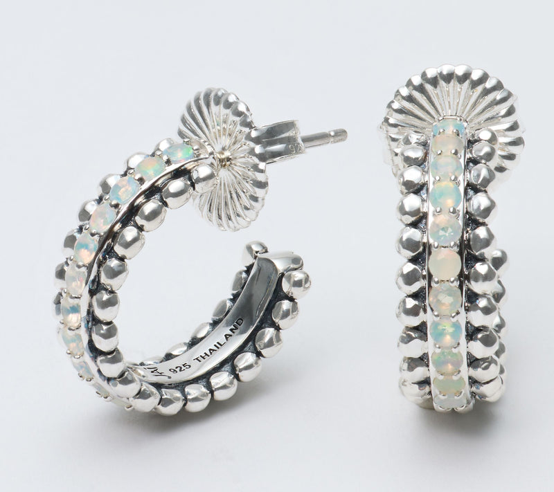 JAI Sterling Silver Exotic Gemstone Hoop Earrings — Main view