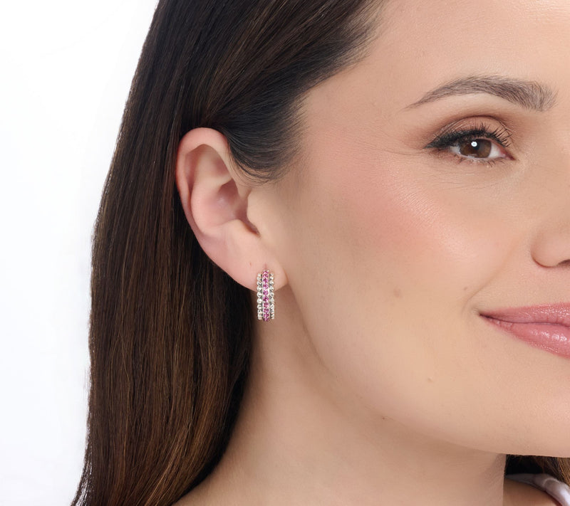 JAI Sterling Silver Exotic Gemstone Hoop Earrings — View 4