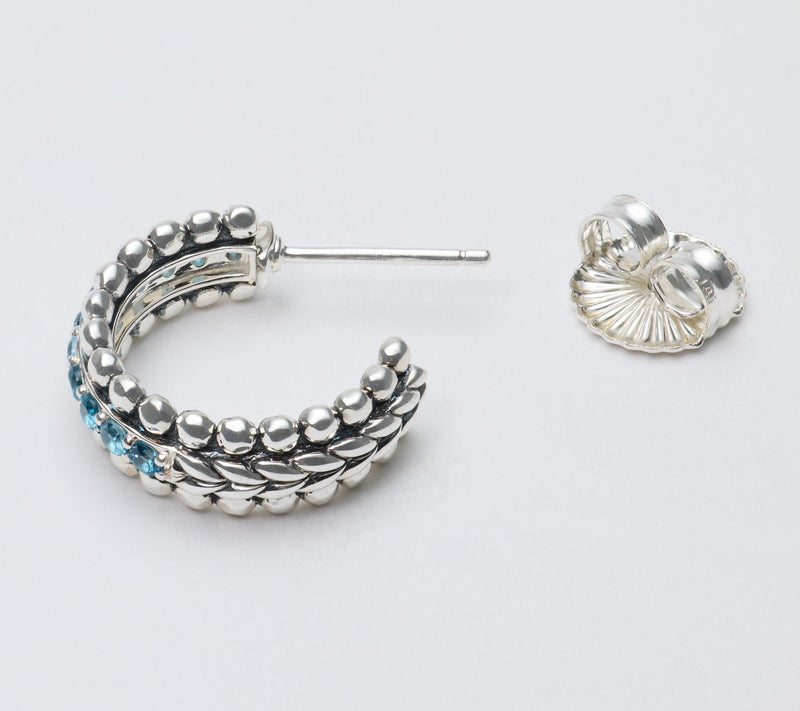 JAI Sterling Silver Exotic Gemstone Hoop Earrings — View 2