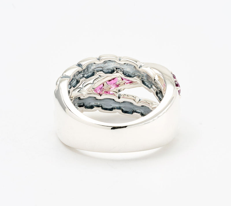 JAI Sterling Silver Exotic Gemstone Cross Over Band Ring — View 3