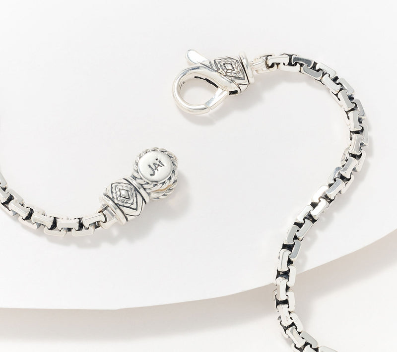 JAI x Alberti Sterling Silver Mirror Cut 4mm Box Chain Necklace — View 2