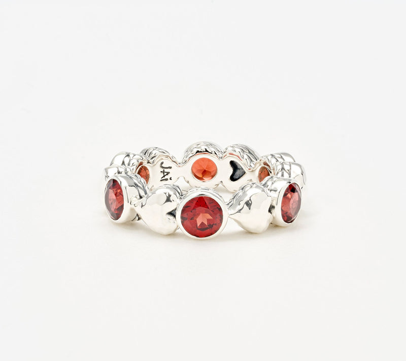 JAI Sterling Silver Gemstone Symbols of Love Heart Band Ring — Main view