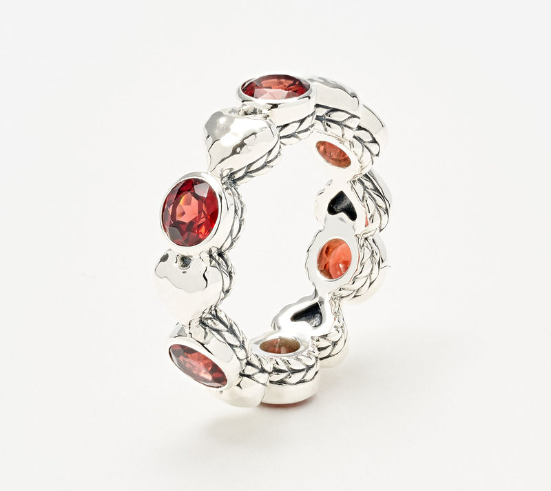 JAI Sterling Silver Gemstone Symbols of Love Heart Band Ring — View 3