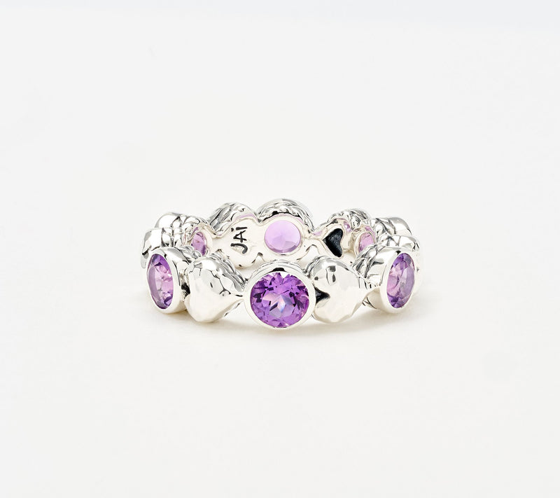 JAI Sterling Silver Gemstone Symbols of Love Heart Band Ring — View 11