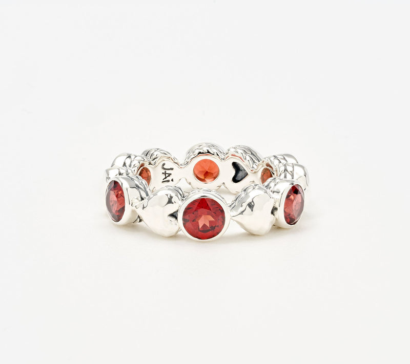 JAI Sterling Silver Gemstone Symbols of Love Heart Band Ring — View 12