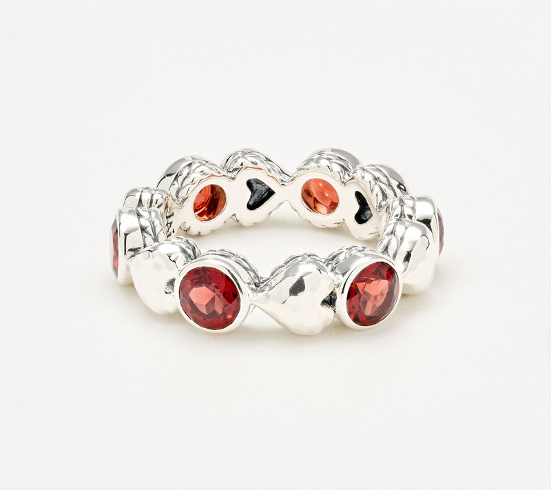 JAI Sterling Silver Gemstone Symbols of Love Heart Band Ring — View 2