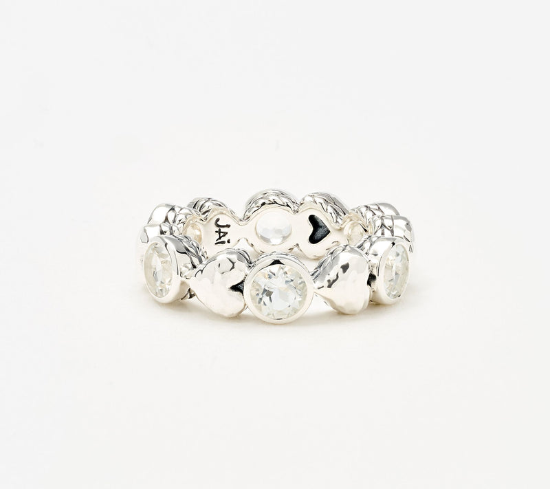 JAI Sterling Silver Gemstone Symbols of Love Heart Band Ring — View 13