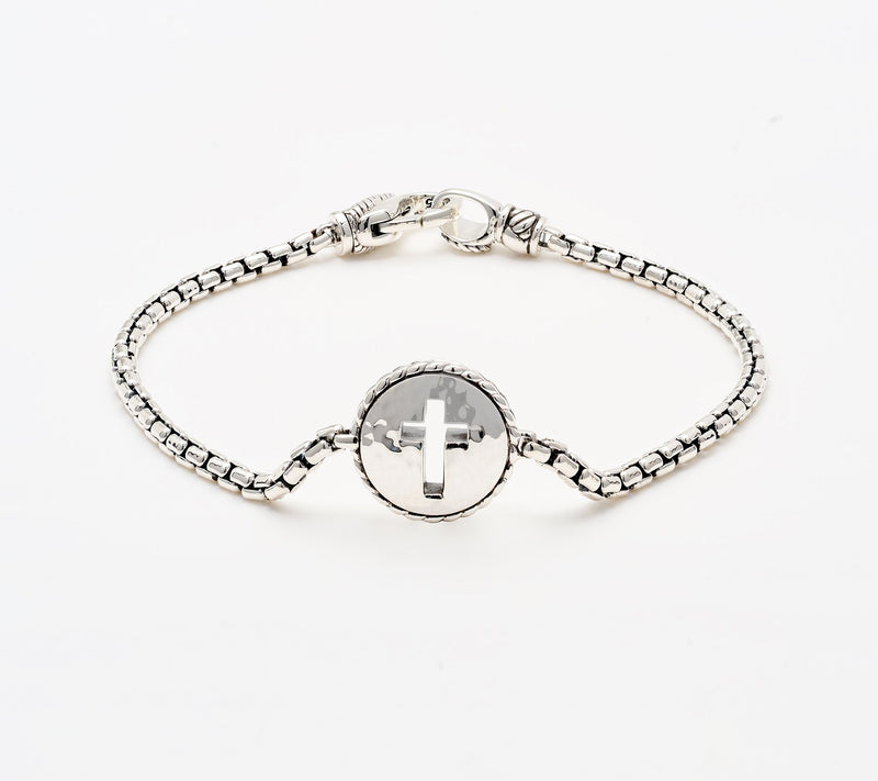 JAI Sterling Silver Symbols of Love Station 2.7mm Bracelet — View 6