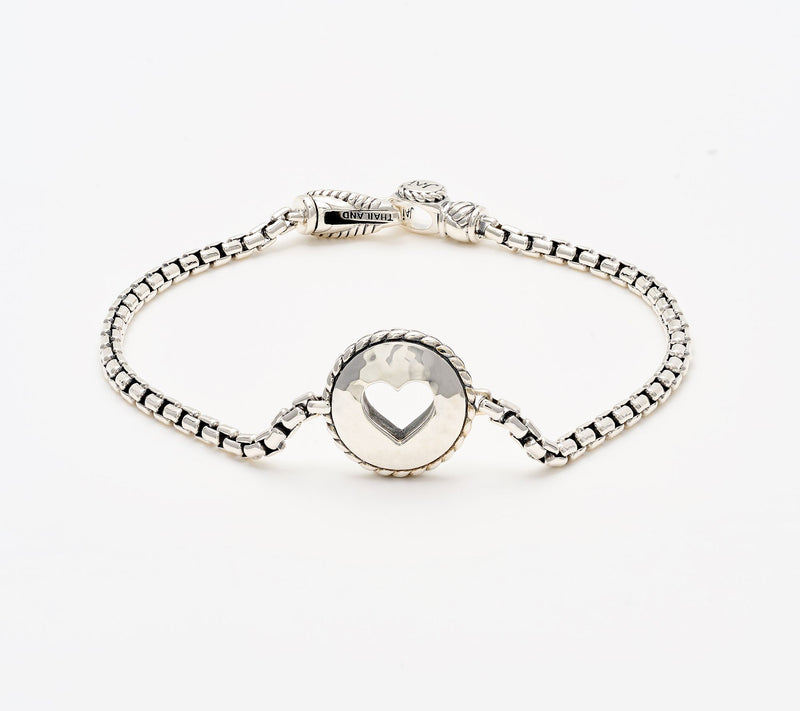 JAI Sterling Silver Symbols of Love Station 2.7mm Bracelet — View 11