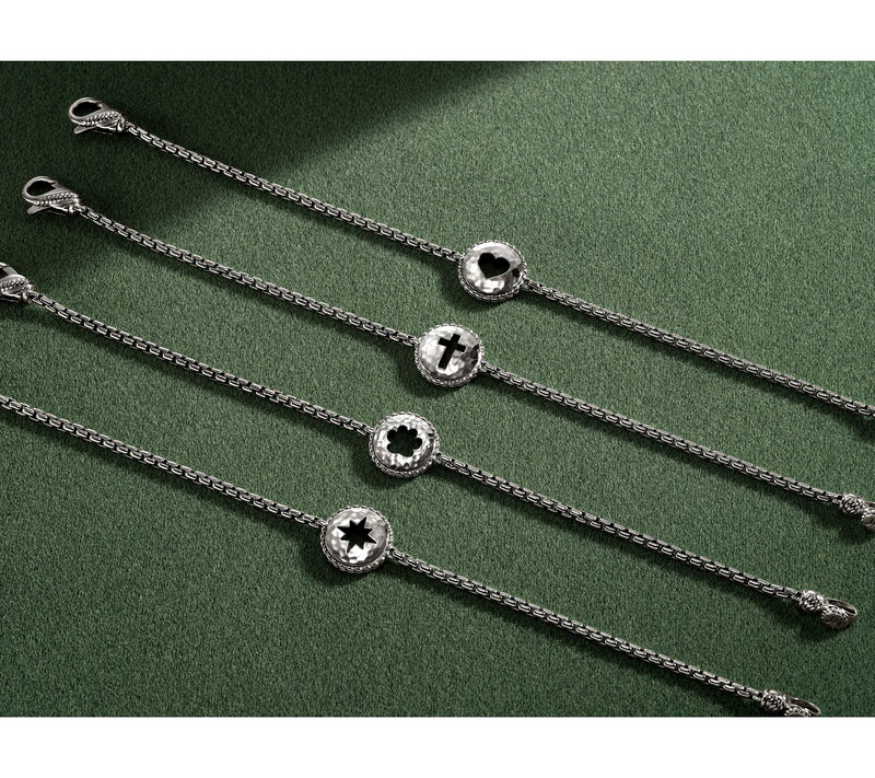 JAI Sterling Silver Symbols of Love Station 2.7mm Bracelet — View 4