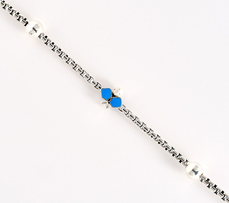 JAI Sterling Silver Enamel Sports Symbol 3.7mm Box Chain Bracelet, 12g — View 2