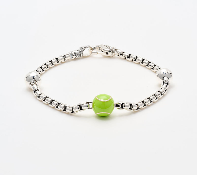 JAI Sterling Silver Enamel Sports Symbol 3.7mm Box Chain Bracelet, 12g — View 7
